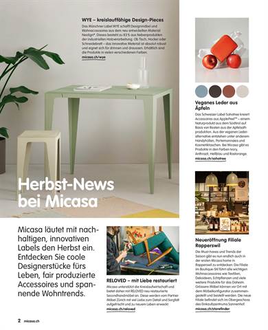 Micasa Katalog in Lausanne | Herbst 2022 | 5.9.2022 - 11.12.2022