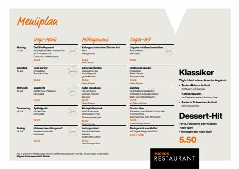 Angebote von Restaurants | Migros Restaurant Menüplan in Migros Restaurant | 21.6.2022 - 29.6.2022