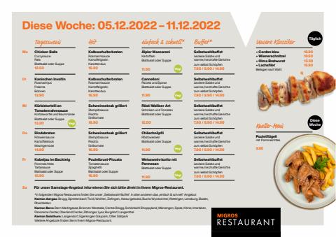 Angebote von Restaurants | Migros Restaurant Menüplan in Migros Restaurant | 5.12.2022 - 11.12.2022