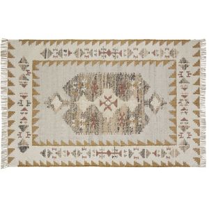 Tapis kilim en jute, laine et coton tissés motifs ethniques multicolores à franges 160x230 für 329 CHF in Maisons du Monde